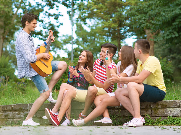 istock Group of  friends playing music 508353613