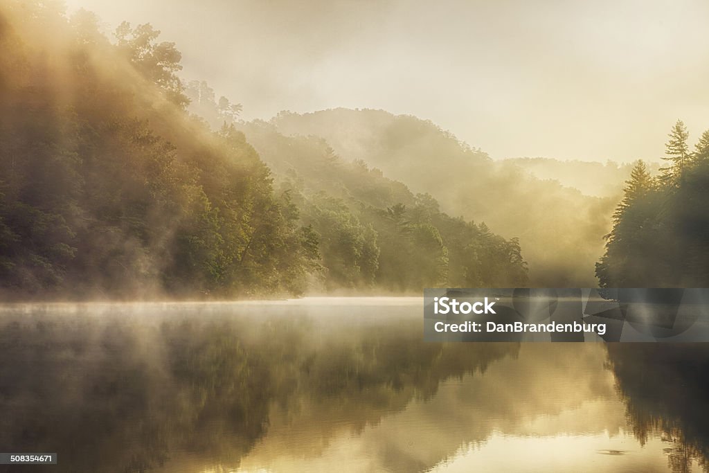 Wilderness Lake small foggy lake deep in the wilderness Kentucky Stock Photo