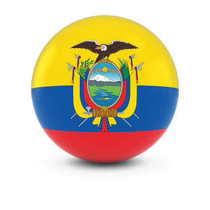 Ecuadorian Flag Ball - Flag of Ecuador on Isolated Sphere