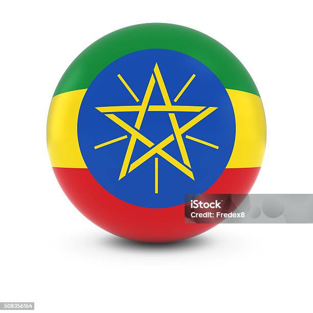 Ethiopian Flag Ball Flag Of Ethiopia On Isolated Sphere Stock Photo - Download Image Now