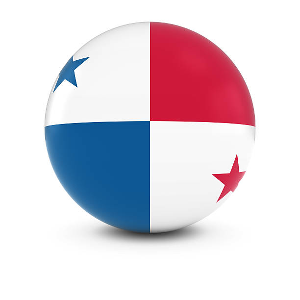 bandera panameña ball-bandera de panamá en materia de aislados - bola 3d de bandera de panamá fotografías e imágenes de stock