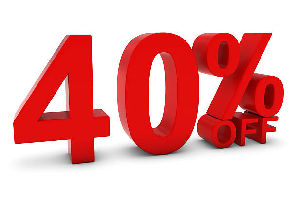 istock 40% OFF - Forty Percent Off 3D Red Text 508372954