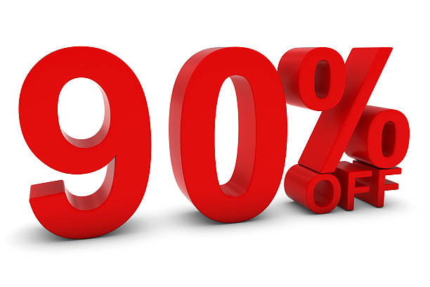 istock 90% OFF - Ninety Percent Off 3D Red Text 508372968