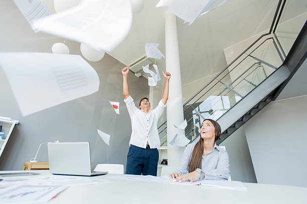 istock Excied business man in the office 508374269