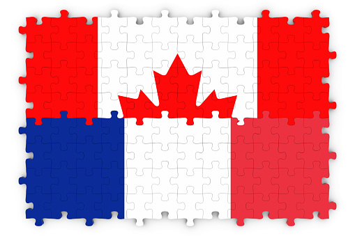 French Canadian Concept Image - Flags of France and Canada Jigsaw Puzzle