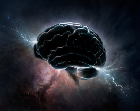 Brain inter-connected with the universe - conceptual of cosmic intelligence (Elements of textures furnished by NASA)