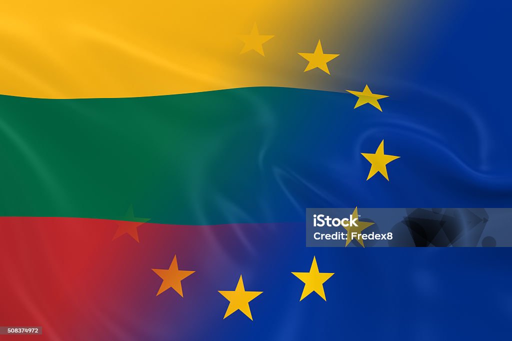 Lituano e relações europeias conceito de imagem - Foto de stock de Bandeira royalty-free