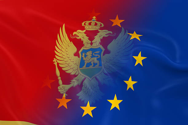 montenegrin and european relations concept image - karadağ bayrağı stok fotoğraflar ve resimler