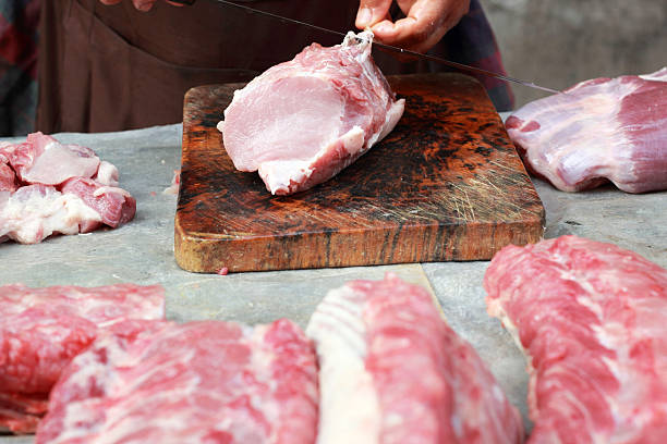 Fresh raw pork  in the market