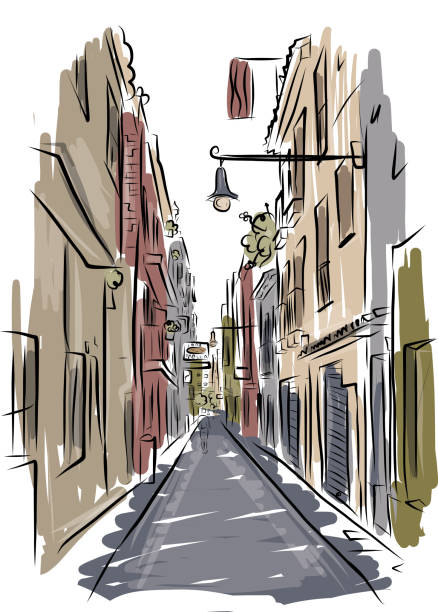 istock Sketch of old spanish street for your design 508376419