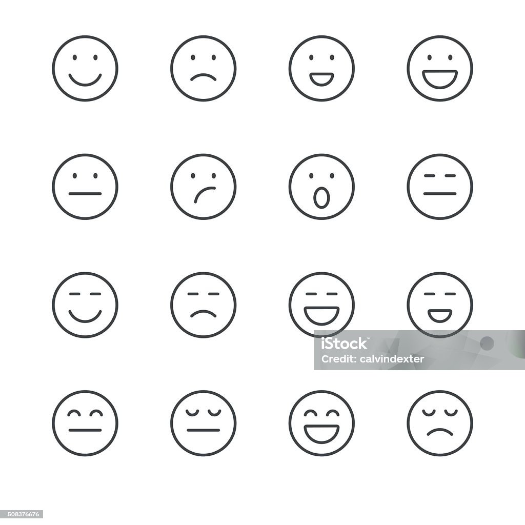 Emoji Icons set 1 | Black Line series Set of 16 professional and pixel perfect icons ready to be used in all kinds of design projects. EPS 10 file. Anthropomorphic Smiley Face stock vector