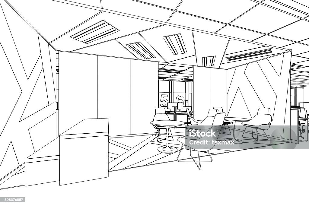 Silhouette de croquis de l'intérieur un coin cuisine - Illustration de Abstrait libre de droits