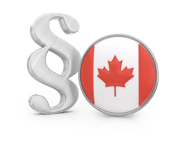 Paragraph with Canadian flag Paragraph sign with round flag of Canada, 3d render paragraf stock pictures, royalty-free photos & images