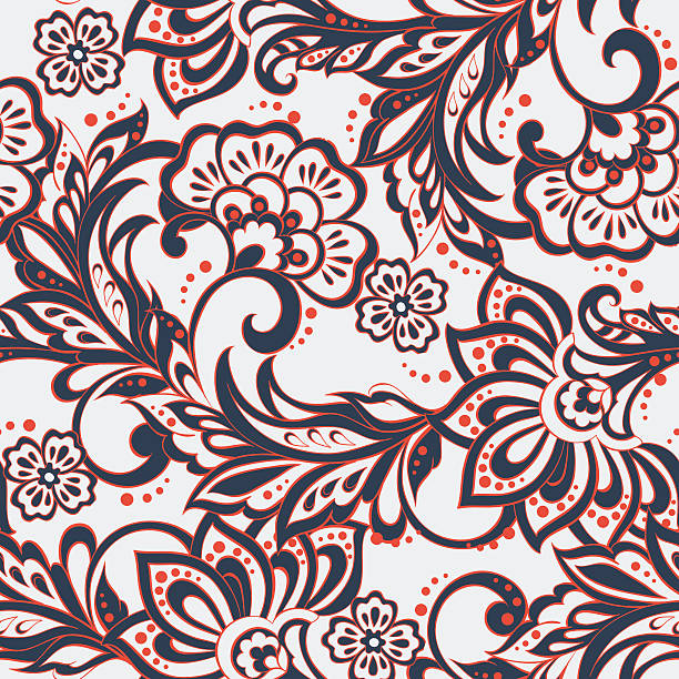 pola mulus keanggunan dengan bunga etnik. - batik ilustrasi stok