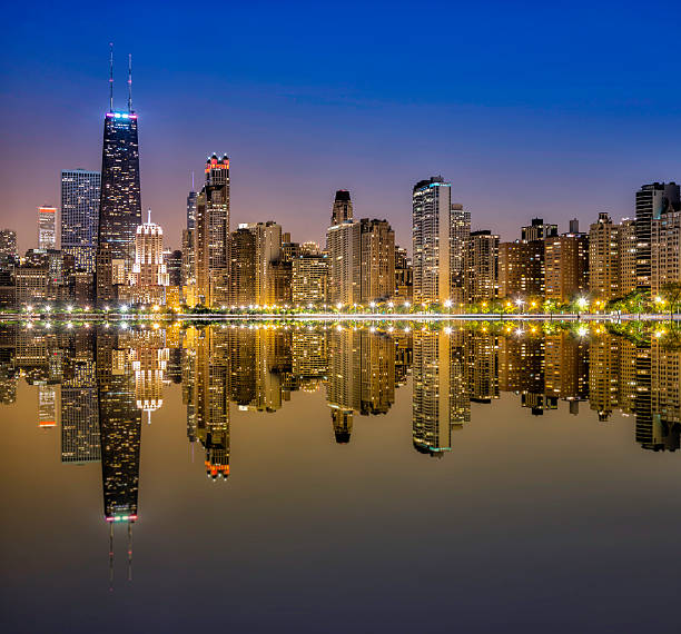 istock Downtown Chicago Magnificent Mile by night 508379033
