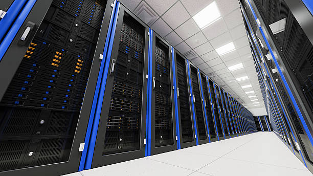 Inside the long server room tunnel Close up of turned on server racksInside the long server room tunnel network server rack isolated three dimensional shape stock pictures, royalty-free photos & images