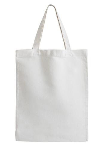 White cotton bag isolated on white background with clipping path