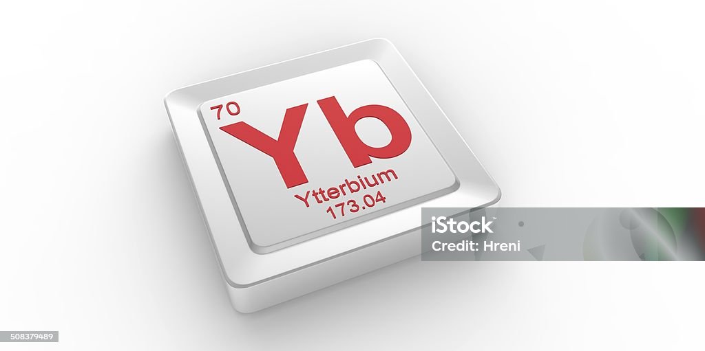 Yb symbol 70 material for Ytterbium chemical element Yb symbol 70 material for Ytterbium chemical element of the periodic table 70-79 Years Stock Photo