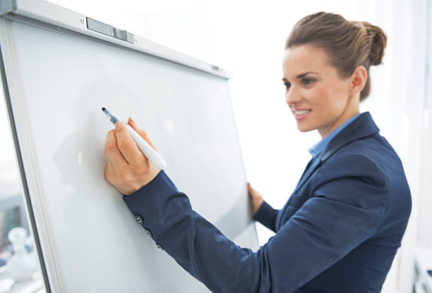 istock Business woman writing on flipchart. Closeup 508379661