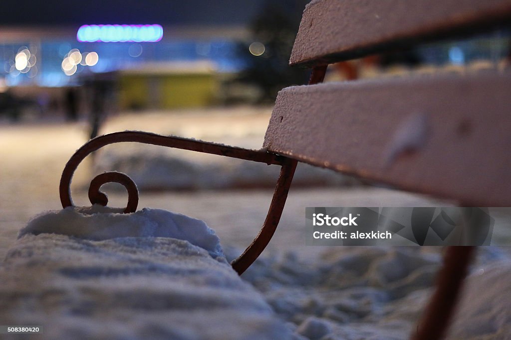 bench Winter Night bench the first snow Autumn Stock Photo