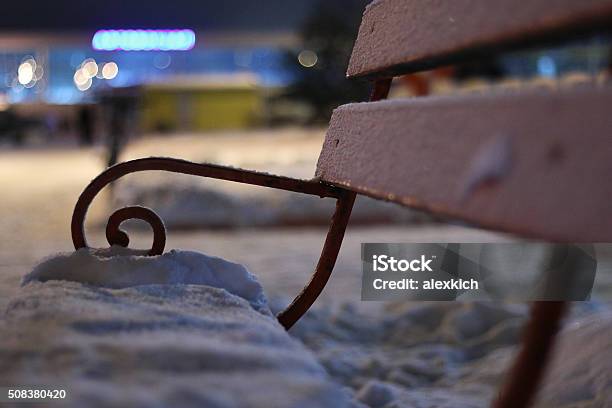 Bench Winter Night Stock Photo - Download Image Now - Autumn, Bench, Branch - Plant Part