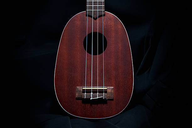 istock Close up of Ukulele on black cloth background 508385902