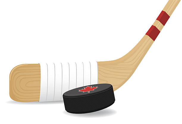 канадская хоккейная шайба и stick - ice hockey hockey stick field hockey roller hockey stock illustrations