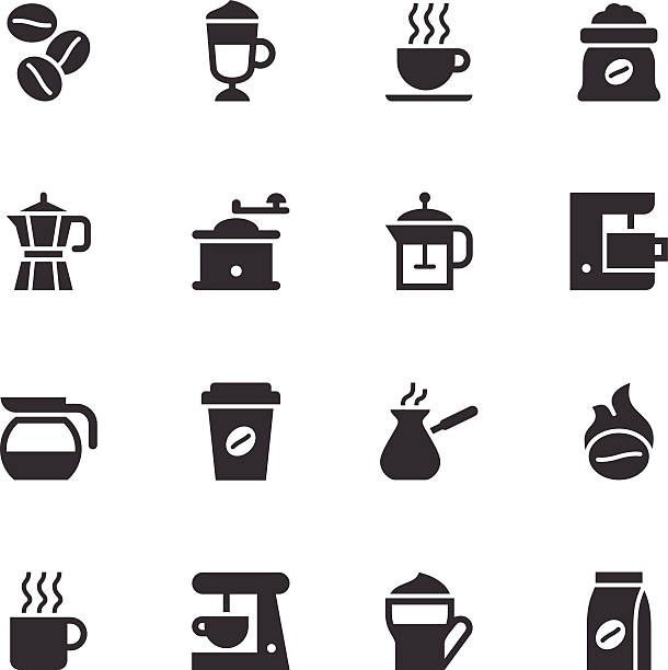 kaffee-icons-schwarz - cappuccino coffee bean bean espresso stock-grafiken, -clipart, -cartoons und -symbole