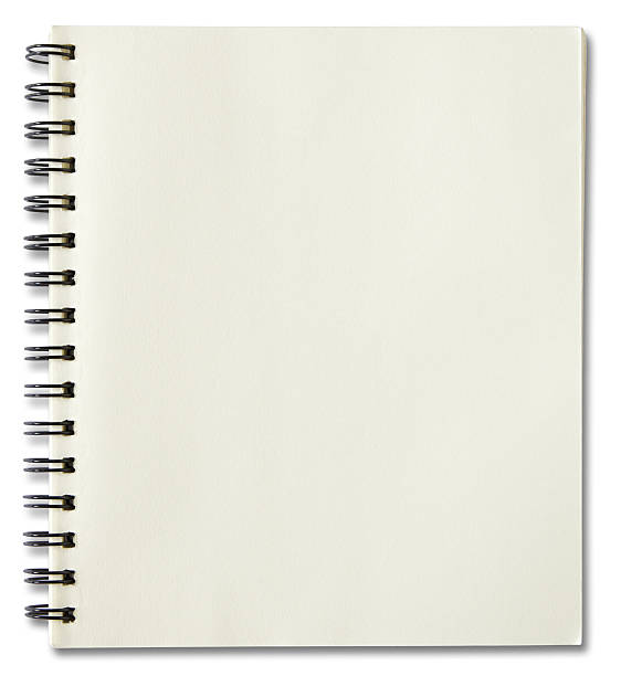 bloco de notas em espiral em branco isolado no branco - book book cover spiral blank - fotografias e filmes do acervo