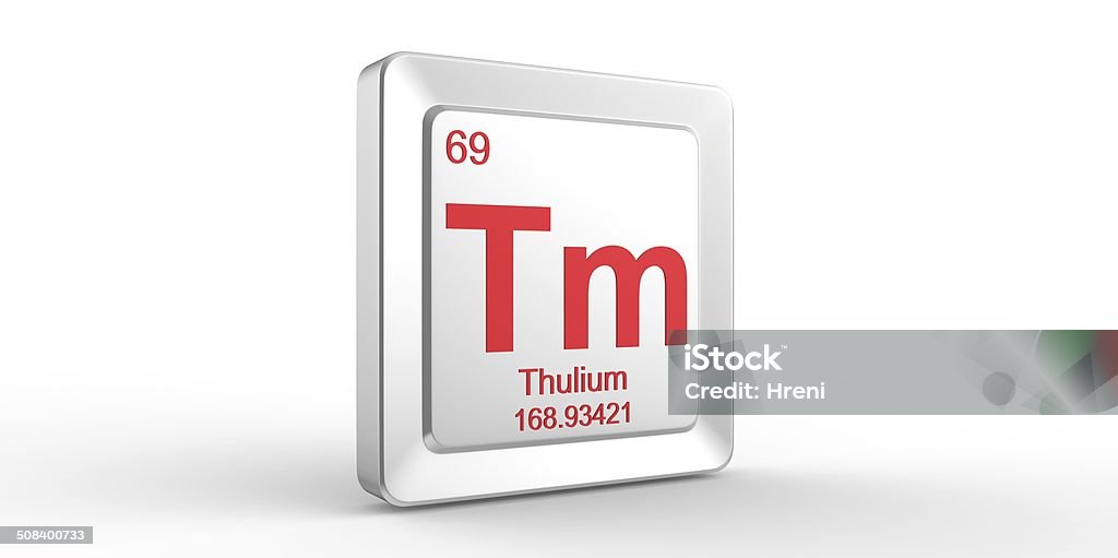 Tm símbolo 69 material para Thulium elemento química - Foto de stock de Botón - Mercería libre de derechos