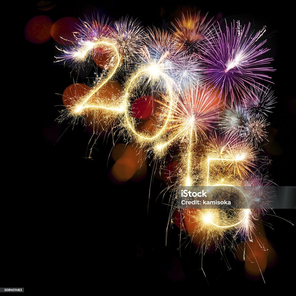 Glitzernde 2015 mit Feuerwerk - Lizenzfrei 2015 Stock-Foto