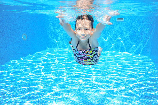 istock Happy active underwater child swims in pool 508403139