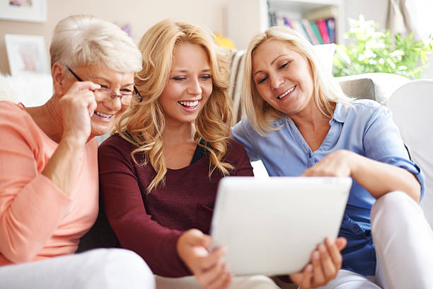 istock Loving family of women using digital tablet 508405281