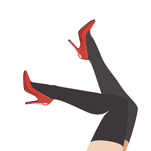 ilustraciones, imágenes clip art, dibujos animados e iconos de stock de piernas de la mujer en zapatos - stockings human leg female women