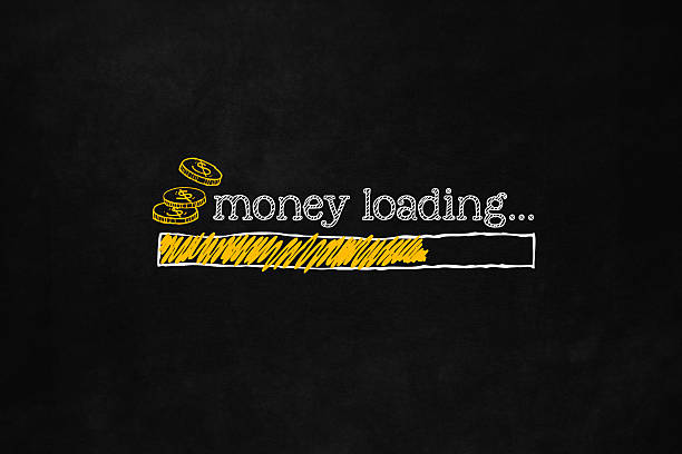 Money loading bar Money loading concept with copyspace suitable for business presentation. Progress bar loading money, for business and career. A loading bar isolated on a blackboard indicate money improvement. thinking fast and slow stock illustrations