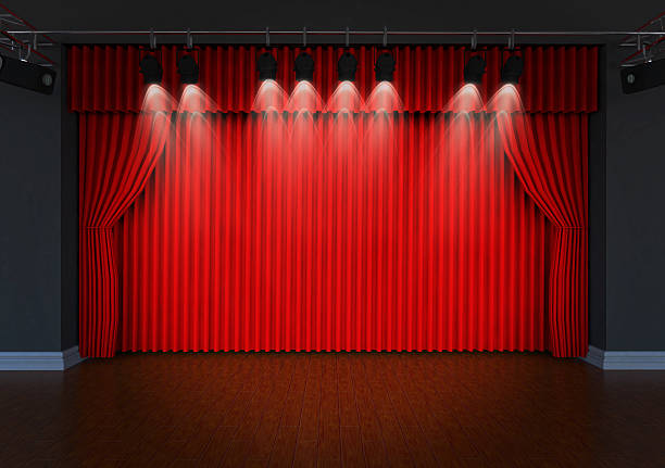 istock Theater stage with red curtains and spotlights 508408304