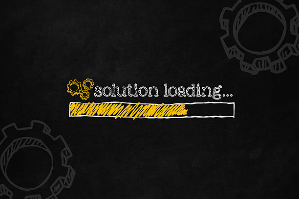 Solution loading bar Solution loading concept, with copyspace, suitable for business presentation. Progress bar loading a solution to fix problems, appropriate for business and career. Progress status bar for solution. thinking fast and slow stock illustrations