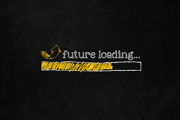 Project loading bar Future loading concept with copyspace, suitable for career, self improvement, motivation. Progress bar loading future for personal growth or business improvement. Incoming future hand drawn concept. thinking fast and slow stock illustrations