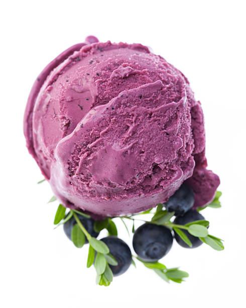 istock Blueberry ice cream from top view isolated on white background 508408902