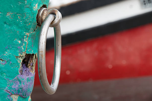 Detail on a brightly painted wooden fishing boat at Arniston/Waenhuiskrans in the Western Cape of South Africa.
