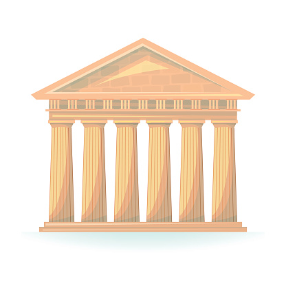 Ancient Temple of Hermes vector illustration isolated on background