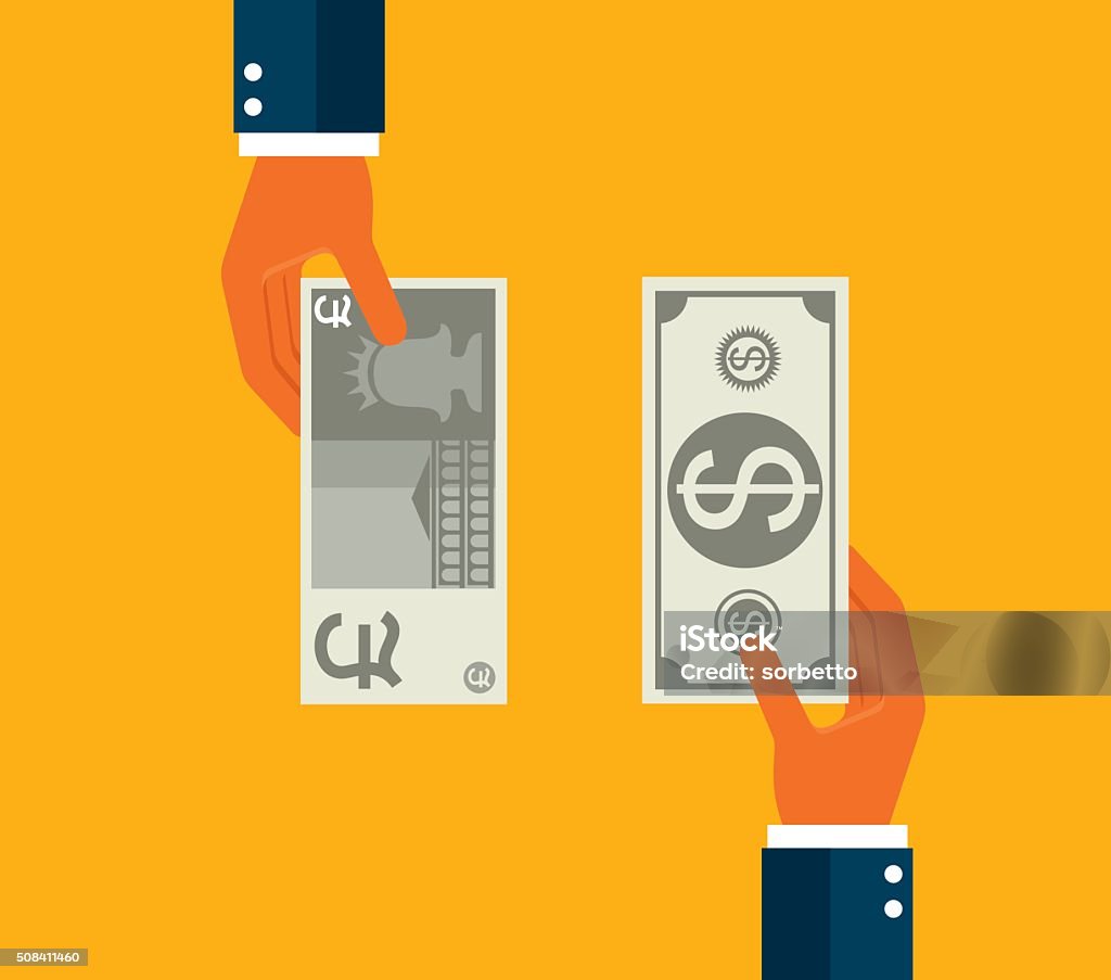 Exchanging dollar and Pound - Royalty-free Wisselkantoor vectorkunst