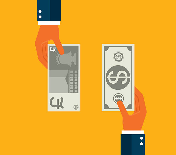 Exchanging dollar and Pound Exchanging dollar and Pound pound symbol stock illustrations
