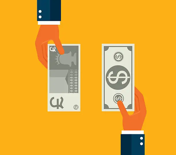 Vector illustration of Exchanging dollar and Pound