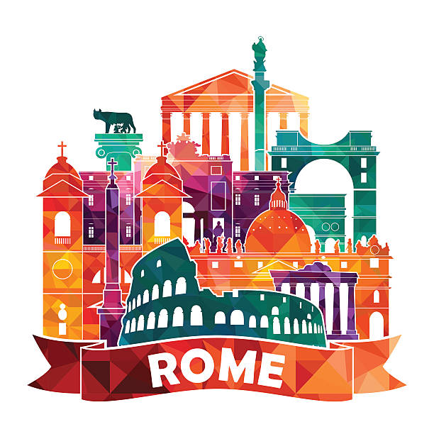 bildbanksillustrationer, clip art samt tecknat material och ikoner med rome skyline. vector illustration - ancient rome forum