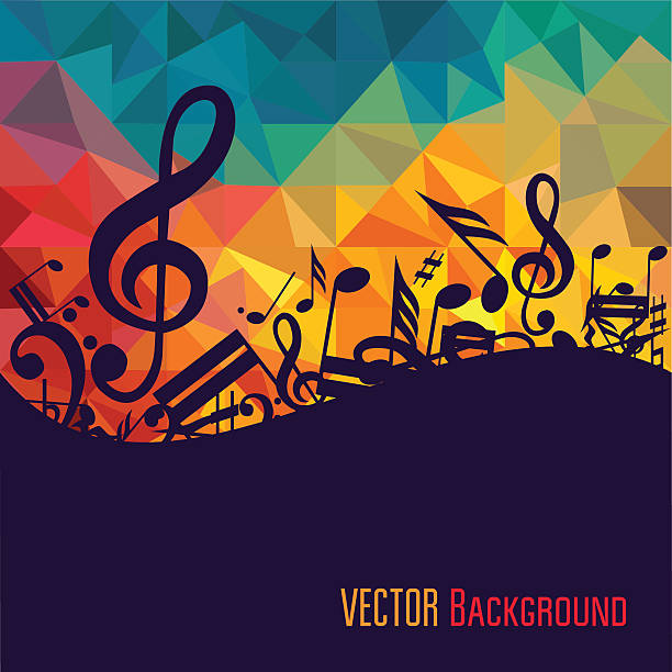 colorful music background. - müzik notası illüstrasyonlar stock illustrations