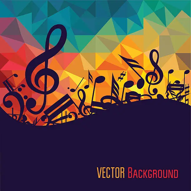 Vector illustration of Colorful music background.