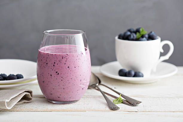 istock Blueberry banana smoothie in a glass 508414010