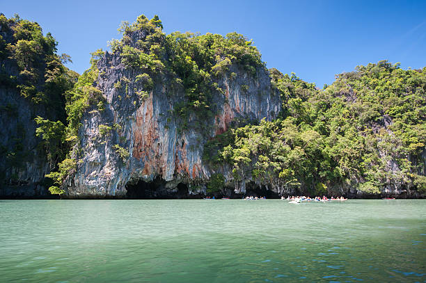istock Jungle covered limestone cliffs at Phang Nga Bay 508416454