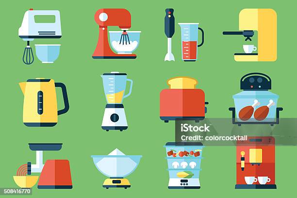 Kitchen Appliances Stock Illustration - Download Image Now - Appliance, Blender, Electric Mixer